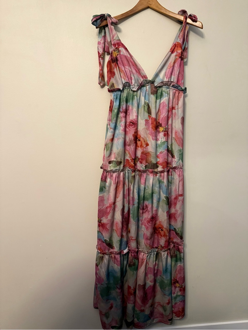 Vici Pink Multi Floral Tie-Shoulder Maxi Dress
